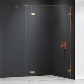 New Trendy Eventa Copper Brushed Kabina prysznicowa Walk-In (2 ścianki) U 150x33x200 cm (EXK-8177+EXK-8180)