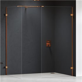 New Trendy Eventa Copper Brushed Kabina prysznicowa WALK-IN U 150x100x200 cm Active Shield 2.0 (EXK-8209)