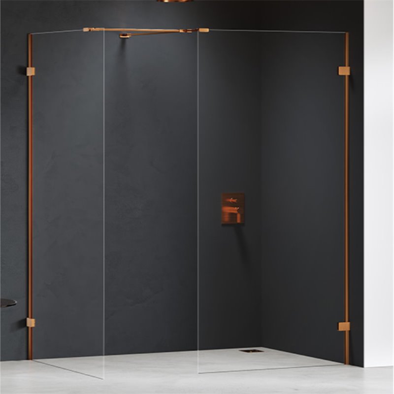 New Trendy Eventa Copper Brushed Kabina prysznicowa WALK-IN U 160x100x200 cm Active Shield 2.0 (EXK-8210)