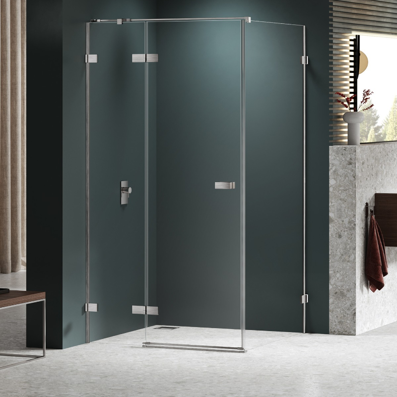 New Trendy Avexa Nickel Brushed Kabina prysznicowa 1D kwadratowa Prawa 110x110x200 cm Active Shield 2.0 (EXK-8523)