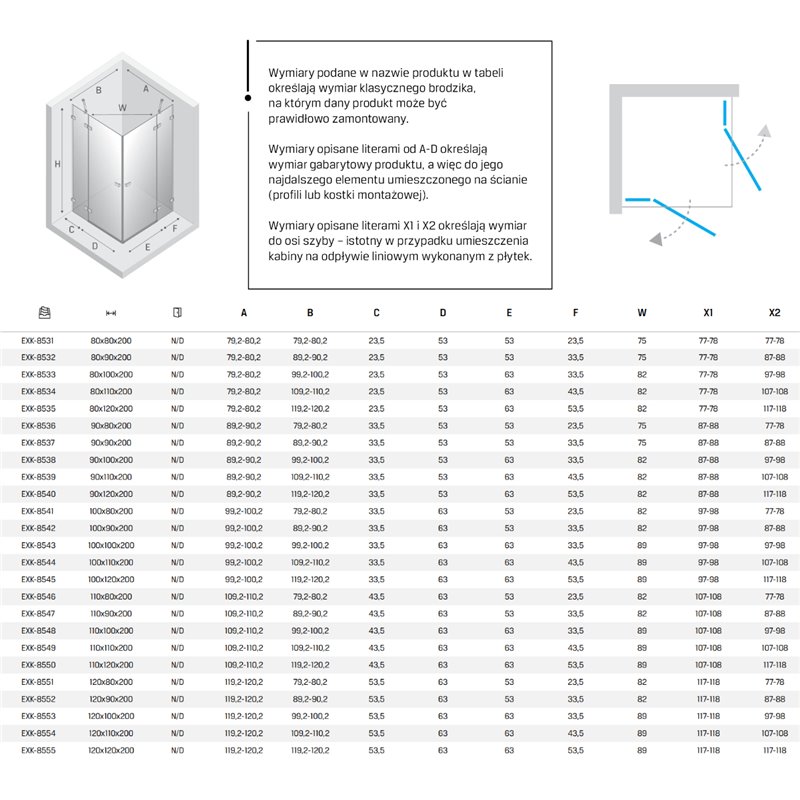 New Trendy Avexa Nickel Brushed Kabina prysznicowa 2D kwadratowa 110x110x200 cm Active Shield 2.0 (EXK-8549)