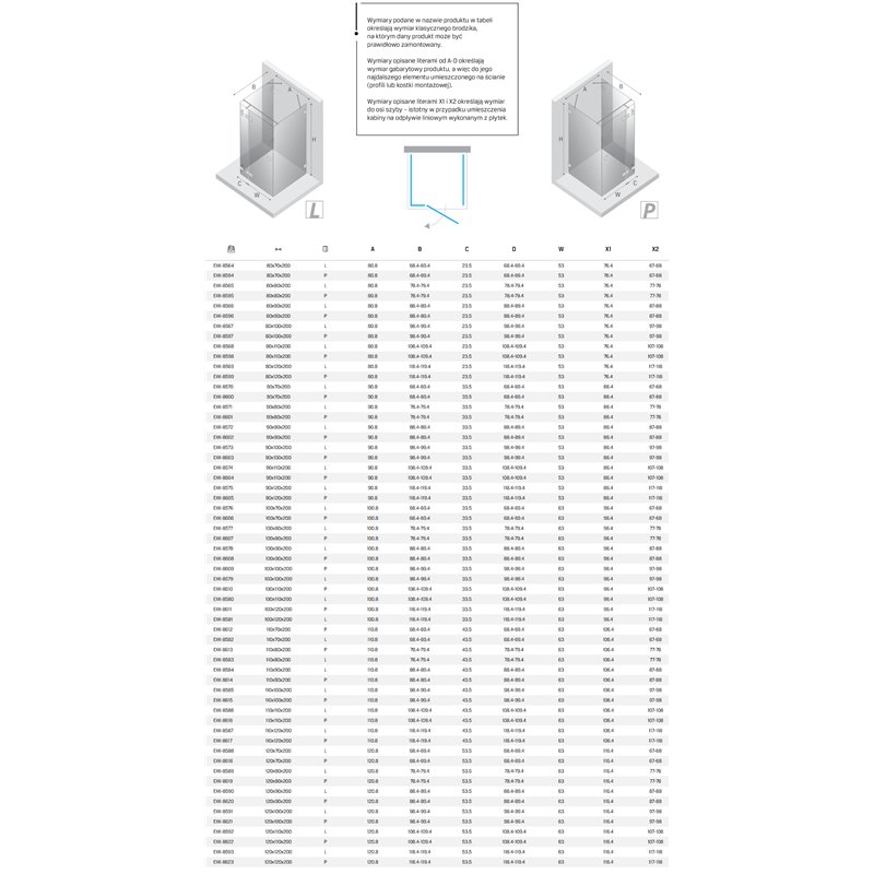New Trendy Avexa Nickel Brushed Kabina prysznicowa 1D prostokątna przyścienna Lewa 80x70x200 cm Active Shield 2.0 (EXK-8564)