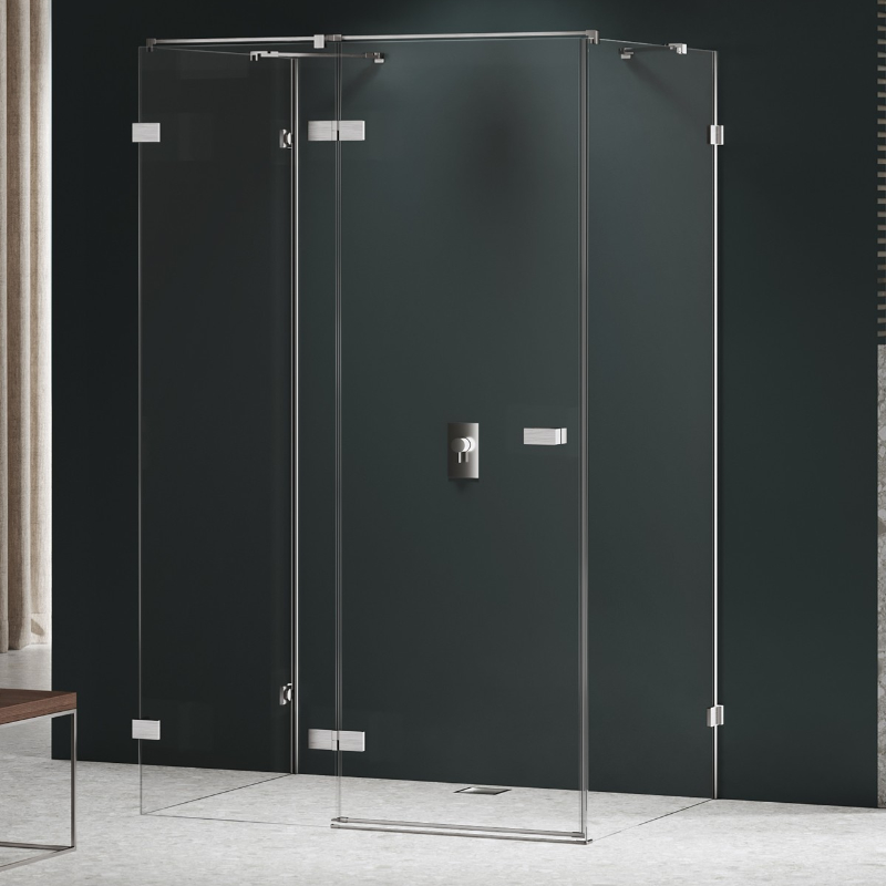 New Trendy Avexa Nickel Brushed Kabina prysznicowa 1D kwadratowa przyścienna Prawa 80x80x200 cm Active Shield 2.0 (EXK-8595)