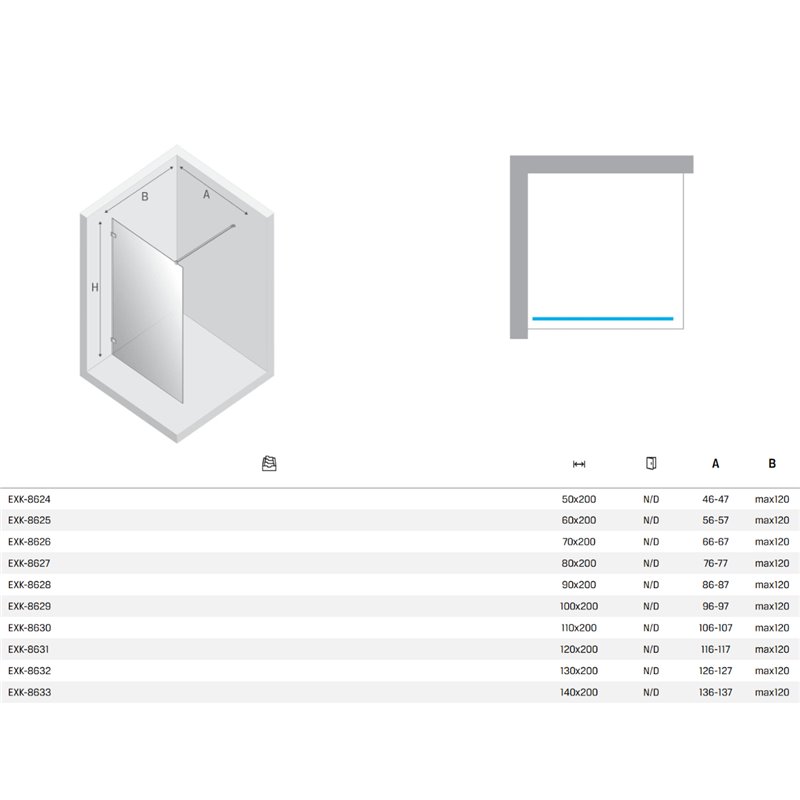 New Trendy Avexa Nickel Brushed Kabina prysznicowa walk-in 60x200 cm Active Shield 2.0 (EXK-8625)