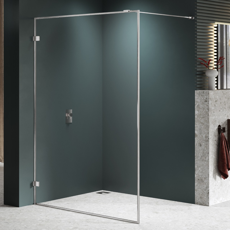 New Trendy Avexa Nickel Brushed Kabina prysznicowa walk-in 130x200 cm z aluminową ramką (EXK-8654)