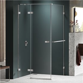 New Trendy Avexa Nickel Brushed Kabina prysznicowa 1D prostokątna Lewa 110x100x200 cm z wieszakiem (EXK-8677)