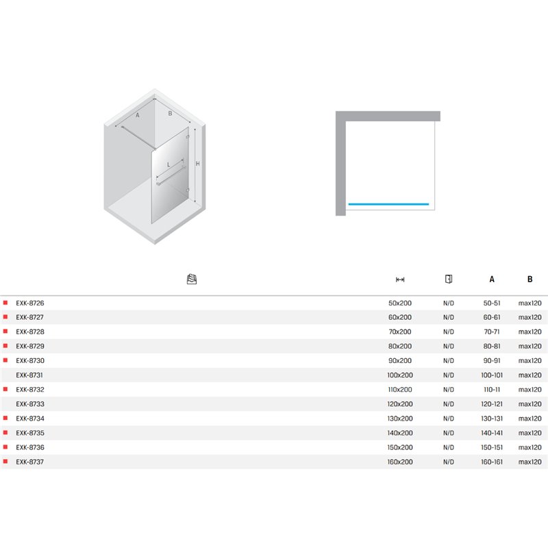 New Trendy Avexa Nickel Brushed Kabina prysznicowa walk-in 80x200 cm 8mm Active Shield 2.0 z wieszakiem  (EXK-8729)
