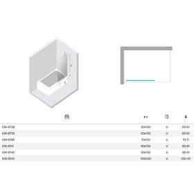 New Trendy Avexa Nickel Brushed Parawan nawannowy U 90x150 cm 6mm (EXK-8742)