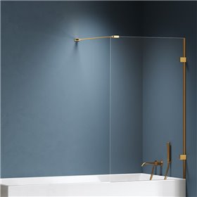 New Trendy Eventa Gold Brushed Parawan nawannowy stały U 70x150 cm 8mm Active Shield 2.0 wsp. prostopadły (EXK-8446-WP)