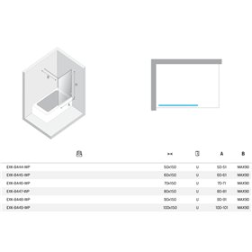 New Trendy Eventa Gold Brushed Parawan nawannowy stały U 70x150 cm 8mm Active Shield 2.0 wsp. prostopadły (EXK-8446-WP)