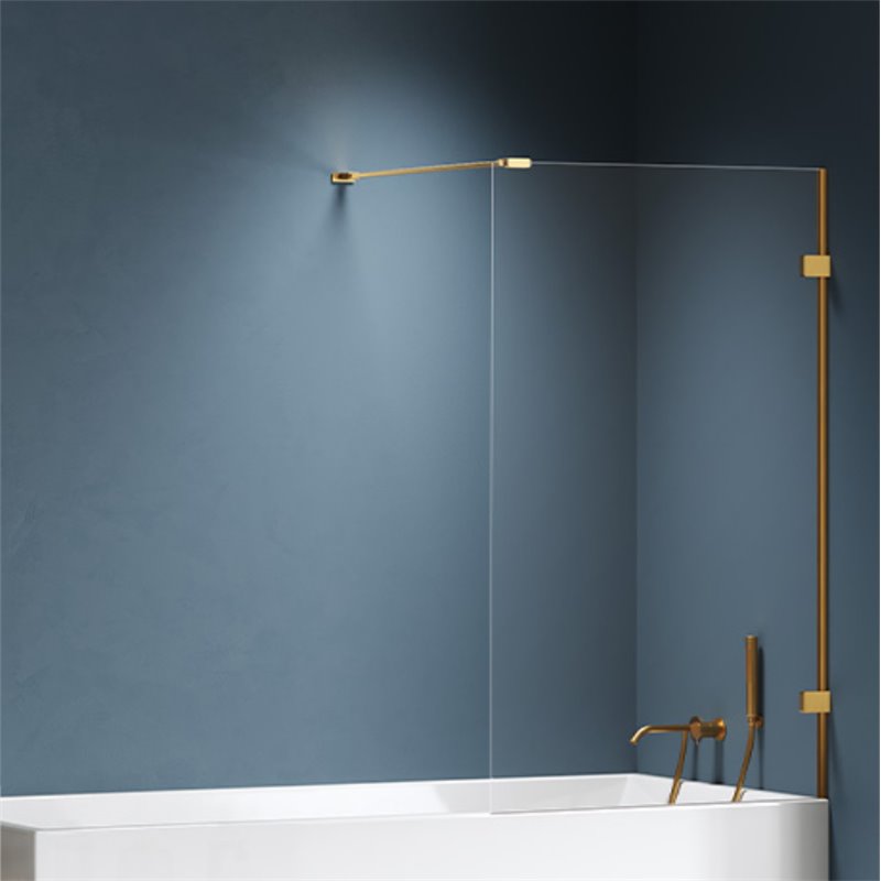 New Trendy Eventa Gold Brushed Parawan nawannowy stały U 90x150 cm 8mm Active Shield 2.0 wsp. prostopadły (EXK-8448-WP)