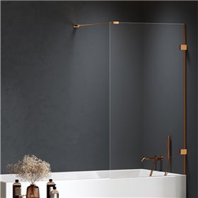 New Trendy Eventa Copper Brushed Parawan nawannowy stały U 60x150 cm 8mm Active Shield 2.0 wsp. prostopadły (EXK-8212-WP)