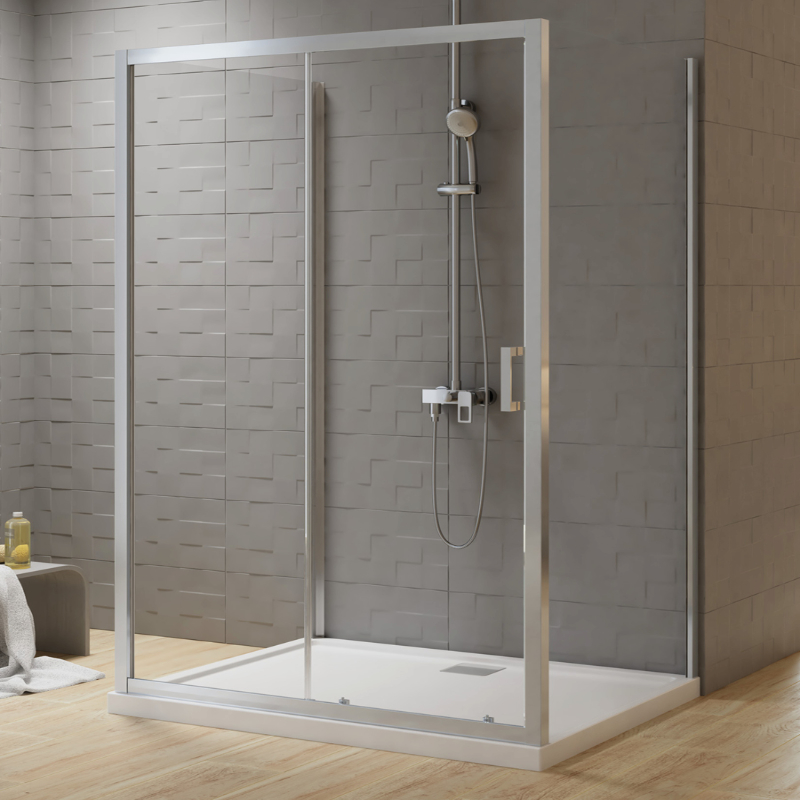 New Trendy New Varia Kabina prysznicowa chrom 1D prostokątna przyścienna U 110x80x200 cm (K-5139)