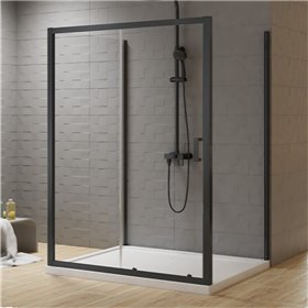 New Trendy New Varia Kabina prysznicowa czarny 1D prostokątna przyścienna U 110x90x200 cm (K-5157)