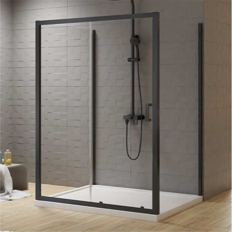 New Trendy New Varia Kabina prysznicowa czarny 1D prostokątna przyścienna U 110x90x200 cm (K-5157)