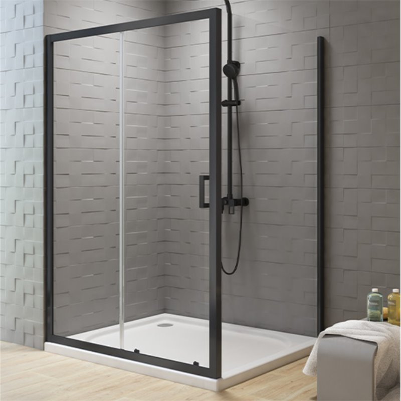 New Trendy New Varia Kabina prysznicowa czarny 1D prostokątna U 100x80x200 cm (K-5148)