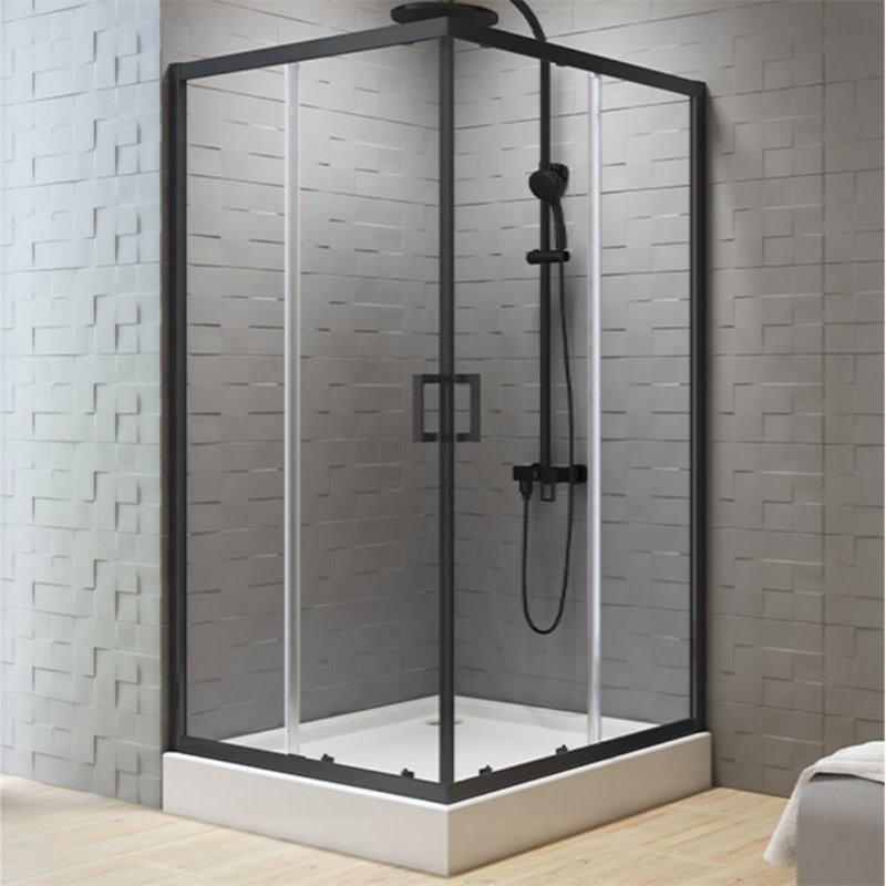 New Trendy New Varia Kabina prysznicowa czarny 2D kwadratowa U 80x80x200 cm (K-5160)