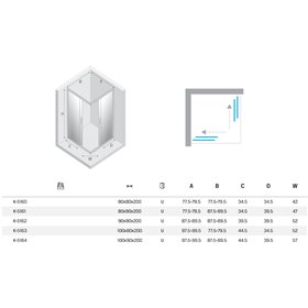 New Trendy New Varia Kabina prysznicowa czarny 2D prostokątna U 100x90x200 cm (K-5164)