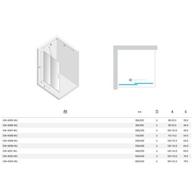 New Trendy Smart NZ4 Kabina prysznicowa chrom 1D walk-in U 130x200 cm wspornik skośny (EXK-4090-WU)