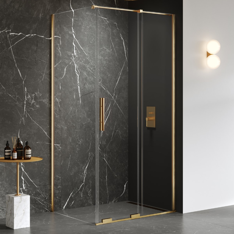 New Trendy Smart NZ4 Kabina prysznicowa gold brushed 1D prostokątna U 160x80x200 cm (EXK-7555)
