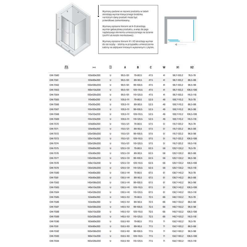 New Trendy Smart Kabina prysznicowa gold brushed 1D prostokątna U 140x110x200 cm - uchwyt reling (EXK-7583)
