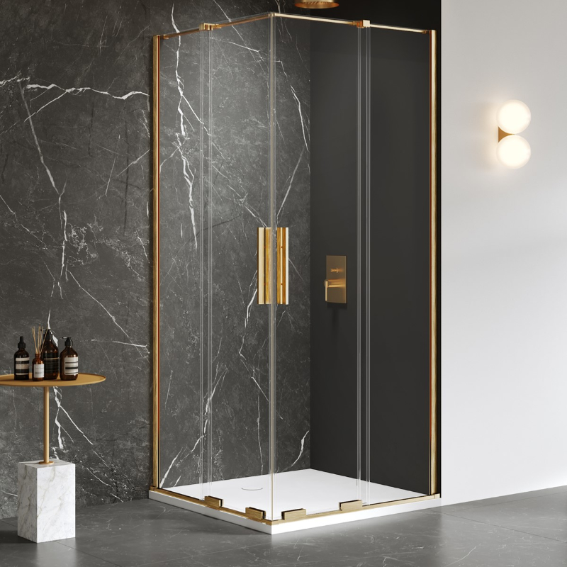 New Trendy Smart Kabina prysznicowa gold brushed 2D kwadratowa U 80x80x200 cm (EXK-7595)