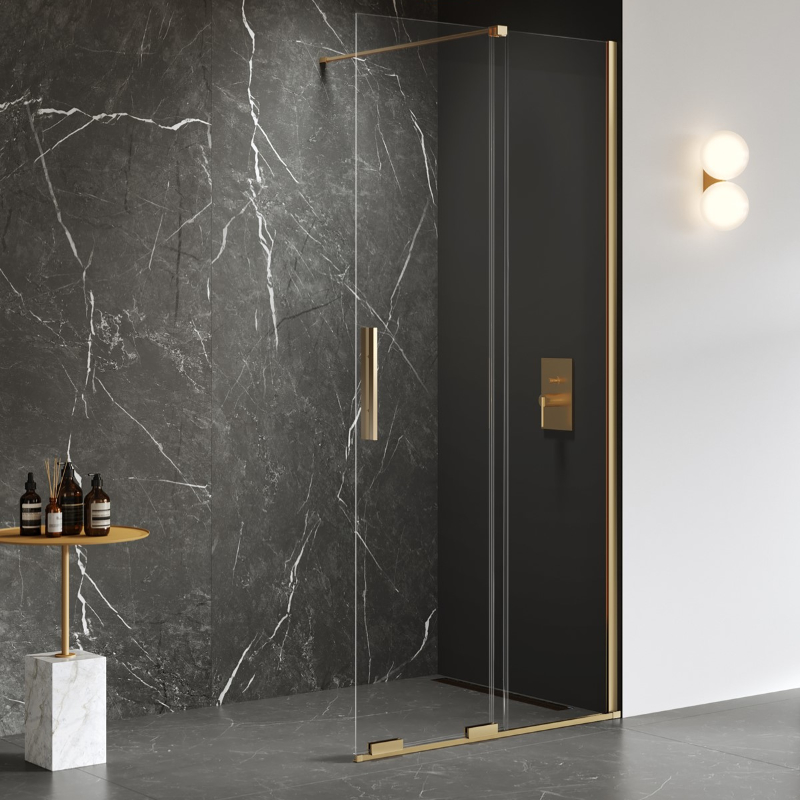New Trendy Smart Kabina prysznicowa gold brushed 1D walk-in U 110x200 cm (EXK-7628)