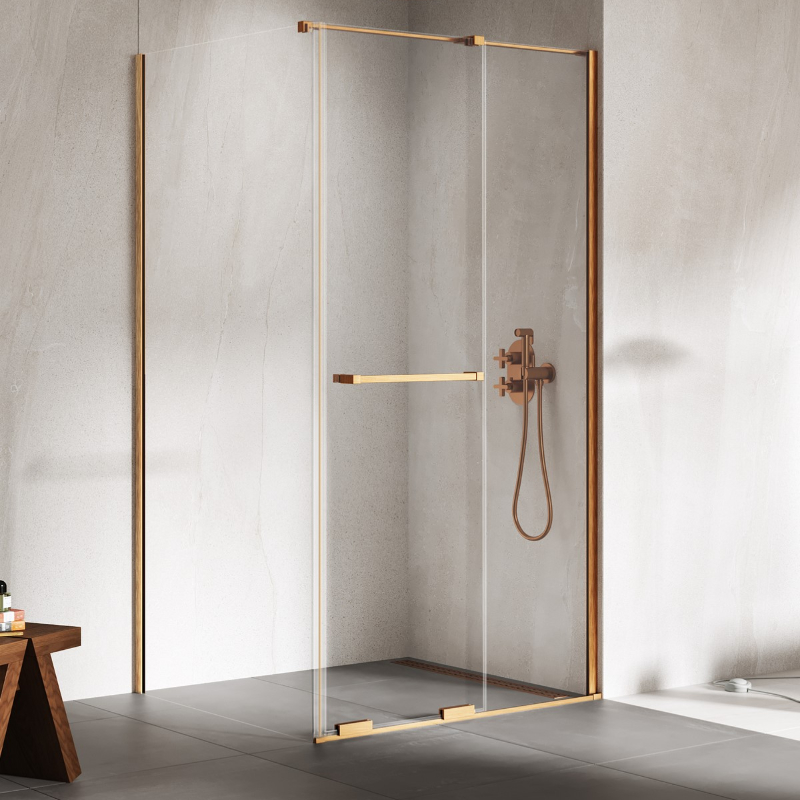 New Trendy Smart Kabina prysznicowa copper brushed 1D prostokątna U 130x120x200 cm z uchwytem (EXK-7721)