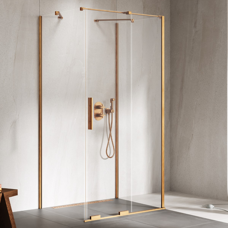 New Trendy Smart Kabina prysznicowa copper brushed 1D prostokątna przyścienna U 140x80x200 cm (EXK-7764)