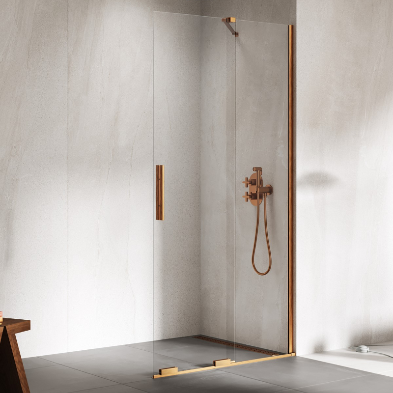 New Trendy Smart Kabina prysznicowa copper brushed 1D walk-in U 110x200 cm - wspornik skośny (EXK-7770-WU)