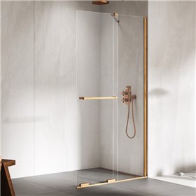 New Trendy Smart Kabina prysznicowa copper brushed 1D walk-in U 110x200 cm - wspornik skosny - uchwyt reling (EXK-7779-WU)