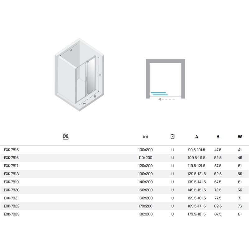 New Trendy Smart Drzwi wnękowe gunmetal brushed 1D U 100x200 cm (EXK-7815)