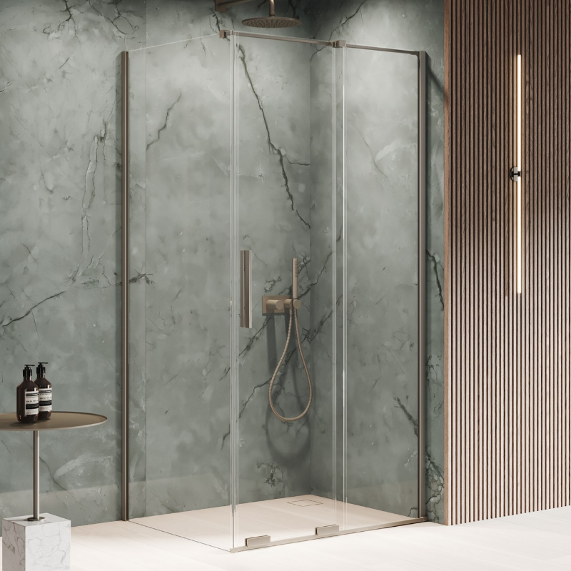New Trendy Smart Kabina prysznicowa gunmetal brushed 1D prostokątna U 150x100x200 cm (EXK-7866)