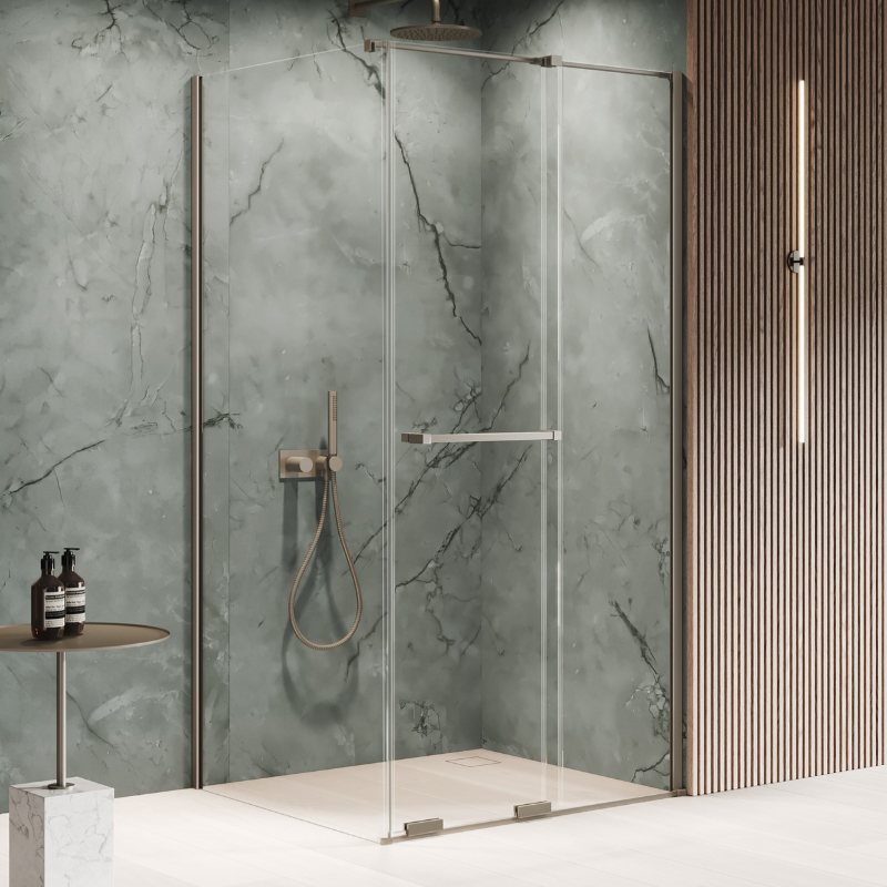 New Trendy Smart Kabina prysznicowa gunmetal brushed 1D prostokątna U 110x120x200 cm - uchwyt reling (EXK-7883)