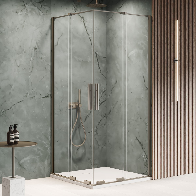 New Trendy Smart Kabina prysznicowa gunmetal brushed 2D prostokątna U 90x100x200 cm (EXK-7915)