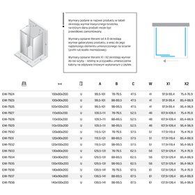 New Trendy Smart Kabina prysznicowa gunmetal brushed 1D prostokątna przyścienna U 130x80x200 cm (EXK-7933)
