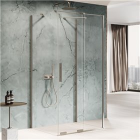 New Trendy Smart Kabina prysznicowa gunmetal brushed 1D prostokątna przyścienna U 130x90x200 cm (EXK-7934)