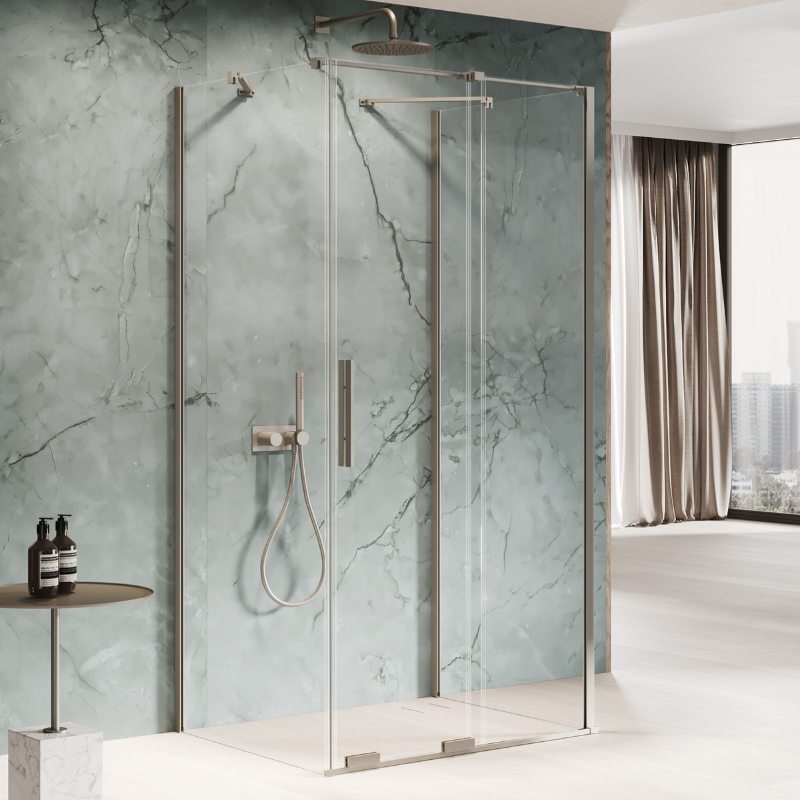 New Trendy Smart Kabina prysznicowa gunmetal brushed 1D prostokątna przyścienna U 130x100x200 cm (EXK-7935)