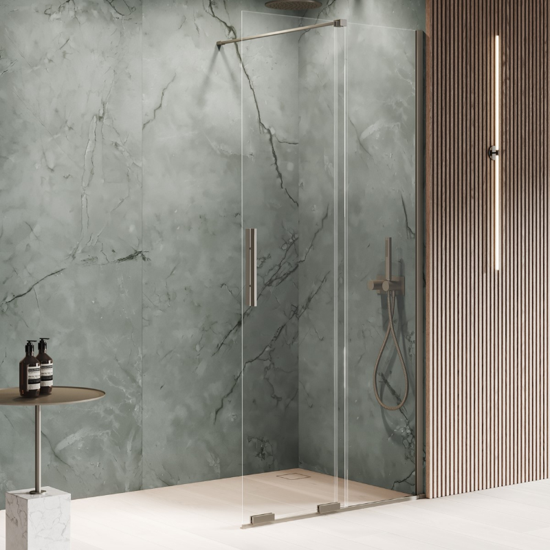 New Trendy Smart Kabina prysznicowa gunmetal brushed 1D walk-in U 130x200 cm (EXK-7944)
