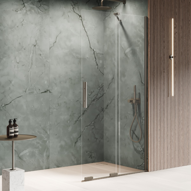 New Trendy Smart Kabina prysznicowa gunmetal brushed 1D walk-in U 110x200 cm - wspornik skośny (EXK-7942-WU)