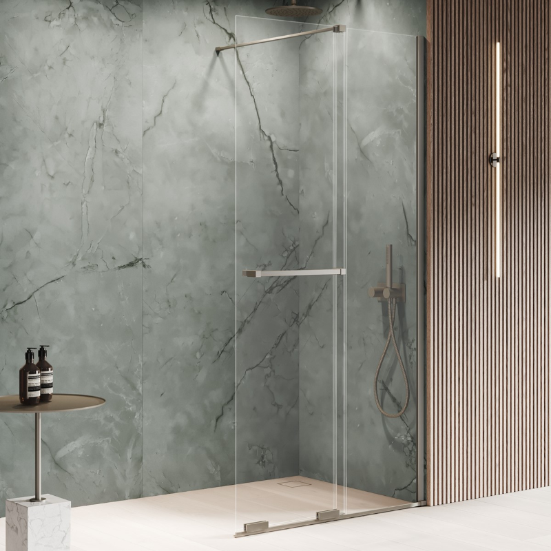 New Trendy Smart Kabina prysznicowa gunmetal brushed 1D walk-in U 120x200 cm - uchwyt reling (EXK-7952)