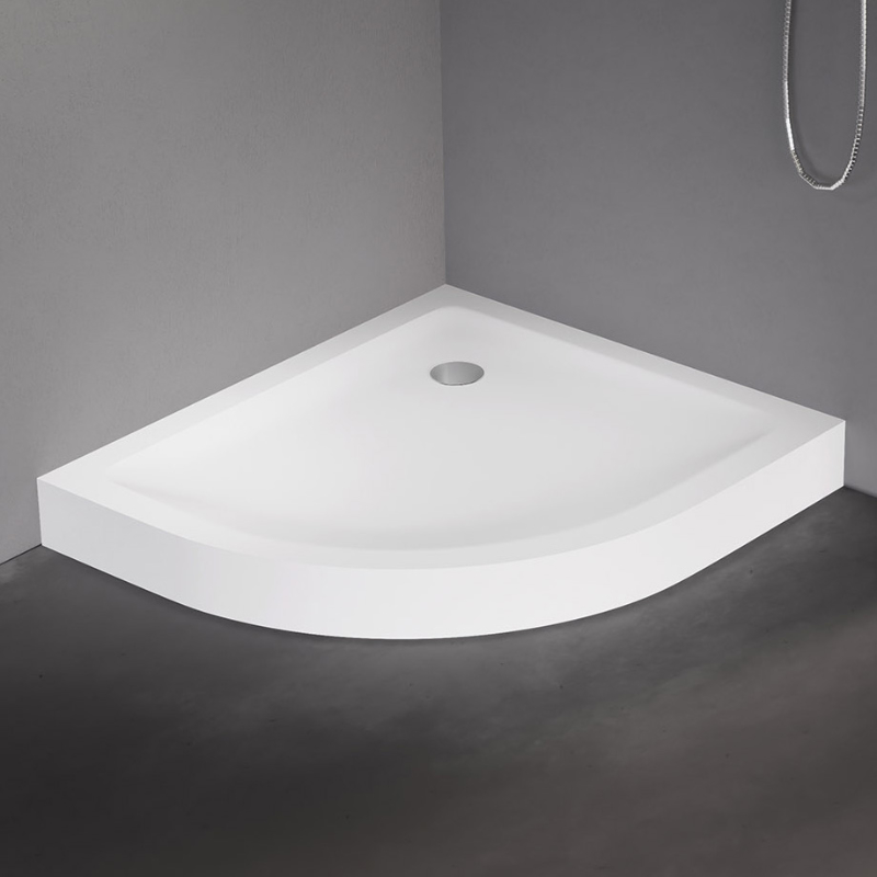 New Trendy Mild Brodzik lewy akrylowy półokrągły 80x90x11,5 cm biały (B-0686)