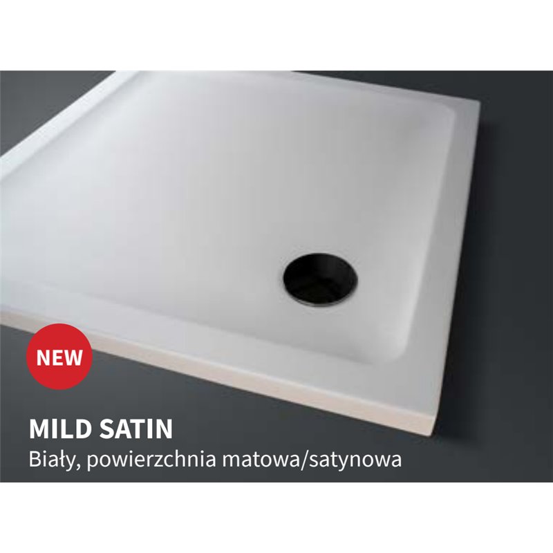 New Trendy Mild Brodzik Satin akrylowy prostokątny 110x80x4,5 cm biały (B-0655)