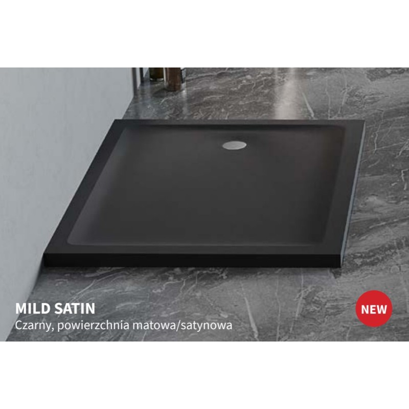 New Trendy Mild Brodzik Satin akrylowy prostokątny 120x80x4,5 cm czarny (B-0677)