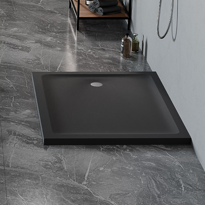 New Trendy Mild Brodzik Satin akrylowy prostokątny 140x80x4,5 cm czarny (B-0678)