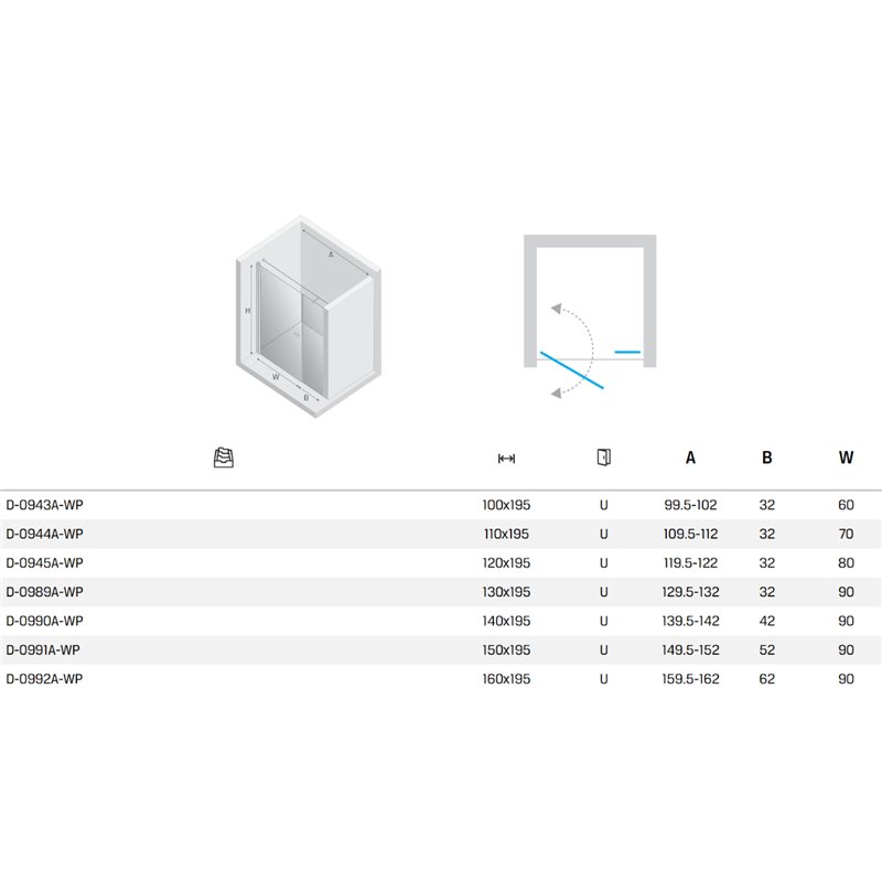 New Trendy New Soleo Drzwi wnękowe gold brushed 1D U 100x195 cm - wspornik równoległy (D-0943A-WP)