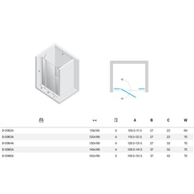 New Trendy New Soleo Drzwi wnękowe gold brushed 1D U 150x195 cm szkło czyste 6mm Active Shield 2.0  (D-0966A)