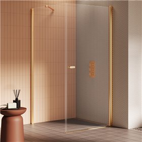 New Trendy New Soleo Kabina prysznicowa gold brushed 1D kwadratowa U 90x90x195 cm (K-4184)
