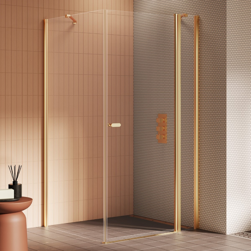 New Trendy New Soleo Kabina prysznicowa gold brushed 1D prostokątna U 90x70x195 cm (K-4200)