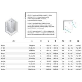 New Trendy New Soleo Kabina prysznicowa gold brushed 2D prostokątna U 80x80x195 cm - wahadłowe (K-4228)